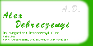 alex debreczenyi business card